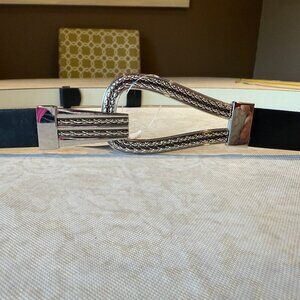 Chico’s Adjustable Belt – Black w/ Antiqued Silver Tear Drop Clasp – NWT